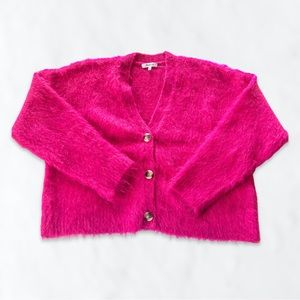 ⭐️NWT⭐️ Madewell Brushed Crop Cardigan Sweater - Fuschia / Pink